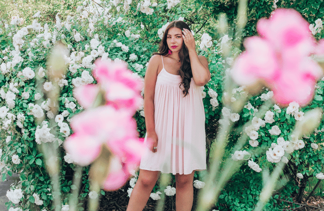 Micro-influencer Lauryn Hock among flowers