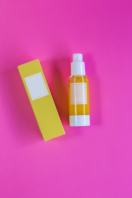 Two product samples sent to influencers on pink background