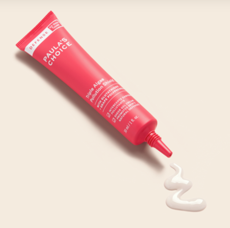 Close-up of a tube of Paula’s Choice’s Triple Algae Pollution Shield.