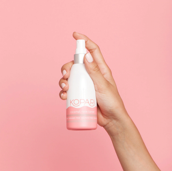 An advertisement for Kopari’s Coconut Rose Toner.
