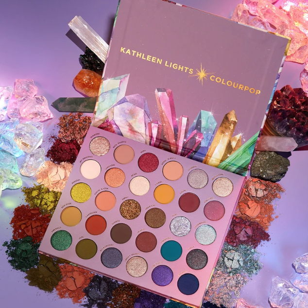 An advertisement for ColourPop’s So Jaded eyeshadow palette in collaboration with Kathleen Fuentes (KathleenLights on YouTube).