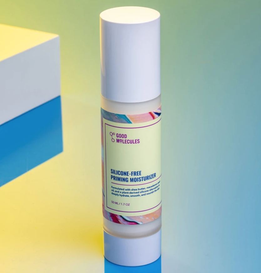  A close-up shot of Good Molecules’ Silicone-Free Priming Moisturizer.