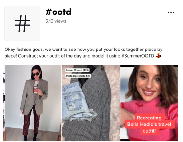 Three TikTok posts tagged with #ootd.