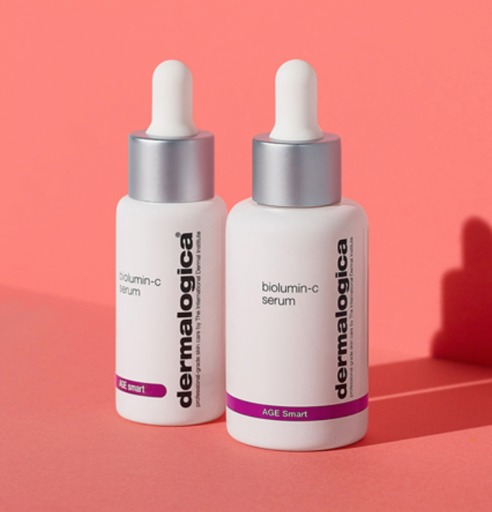 An advertisement for Dermalogica's Biolumin-C Serum.