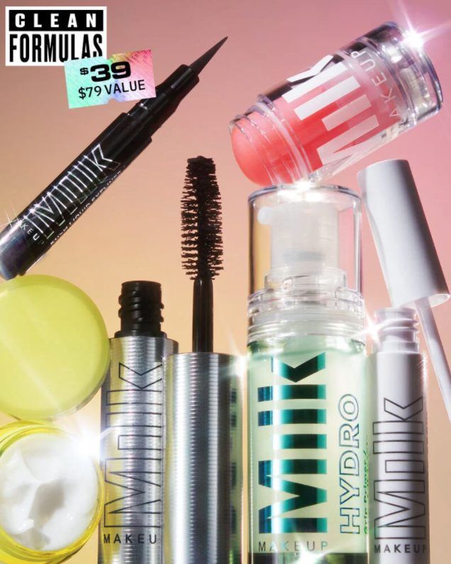 An advertisement for Milk Makeup's Here For The Party Set.