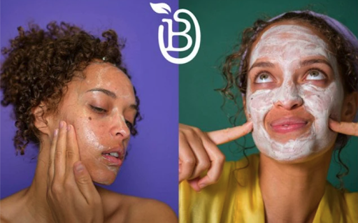 An advertisement for Bolden featuring side-by-side images of a model applying a cleanser and wearing a face mask.