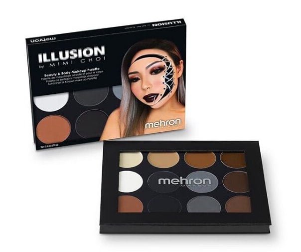 Mehron Makeup’s Illusion face palette, designed in collaboration with Mimi Choi, and its box.