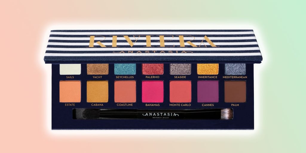 Anastasia Beverly Hills’ Riviera Eyeshadow Palette against a colorful background.