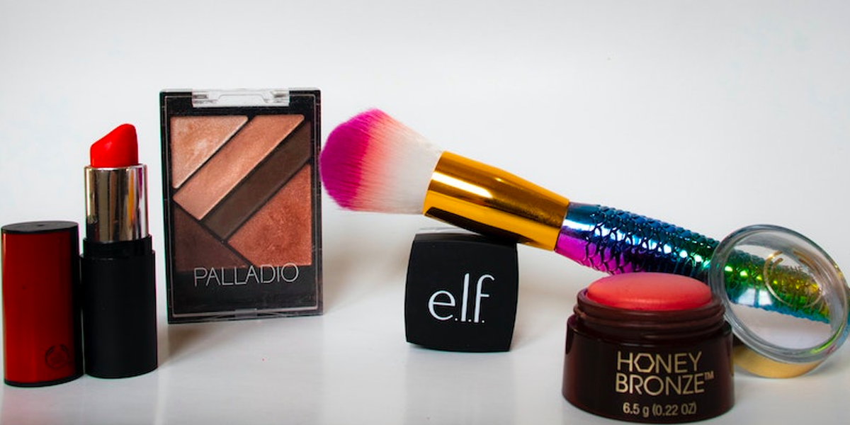 Beauty products from various brands, including E.L.F., by Rosy Nguyen. 