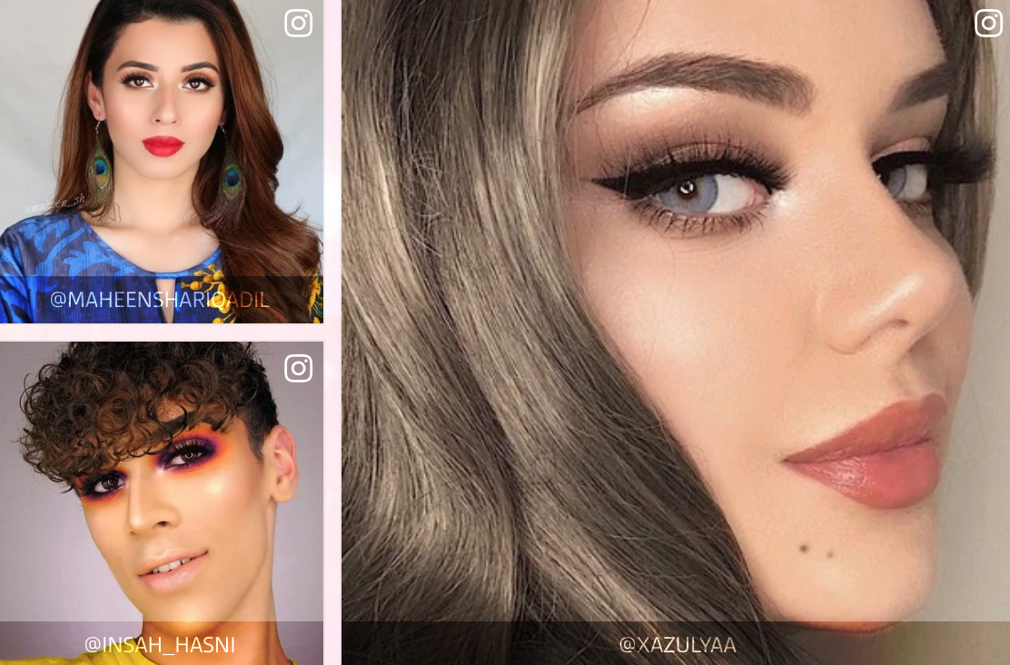 Various influencers show off makeup looks featuring their favorite Huda Beauty products in tutorials featured on the brand’s website.